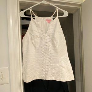Lilly Pulitzer White Structured Zip Back Tank Size 6